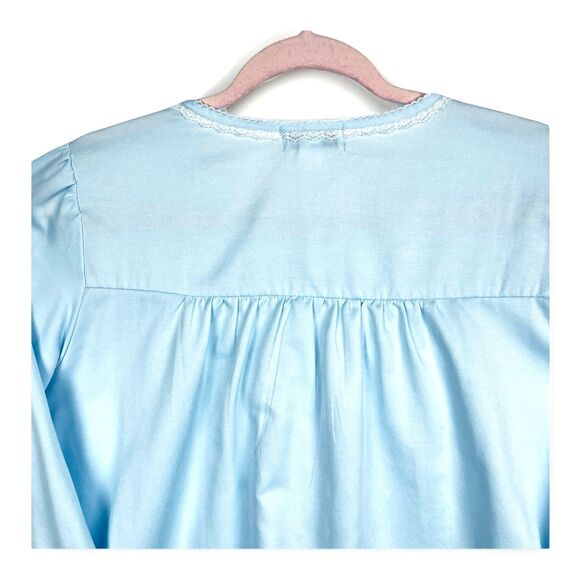 VTG Miss Elaine Blue Nightgown Sleepshirt Womens SZ L Embroidered Collar Retro - Picture 4 of 10
